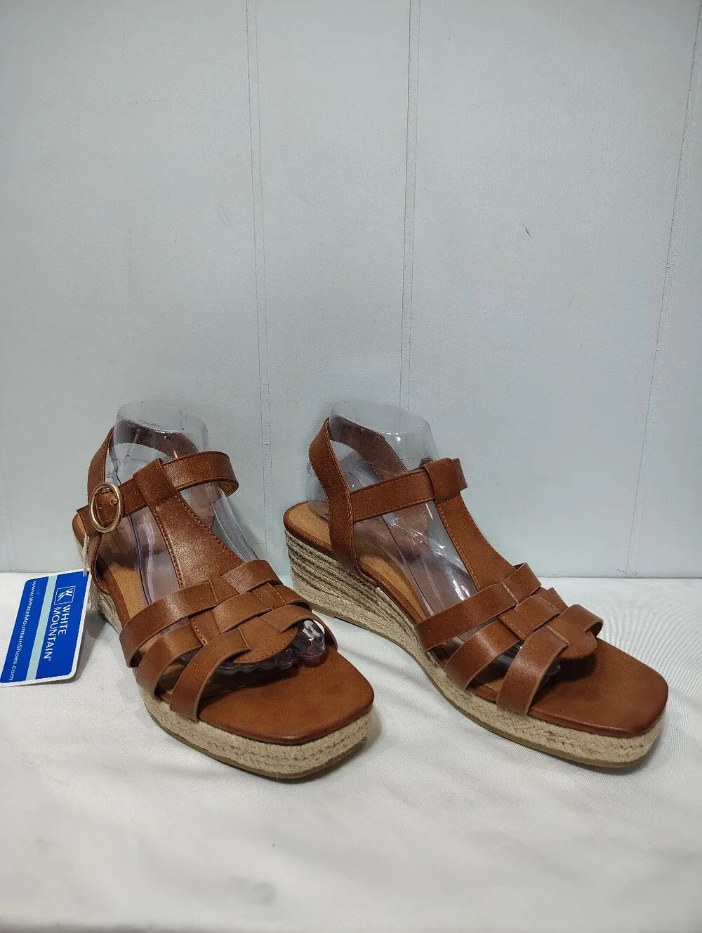 White Mountain Stormy Brown Tan Strappy Espadrille Wedge Sandal NWT Size 10